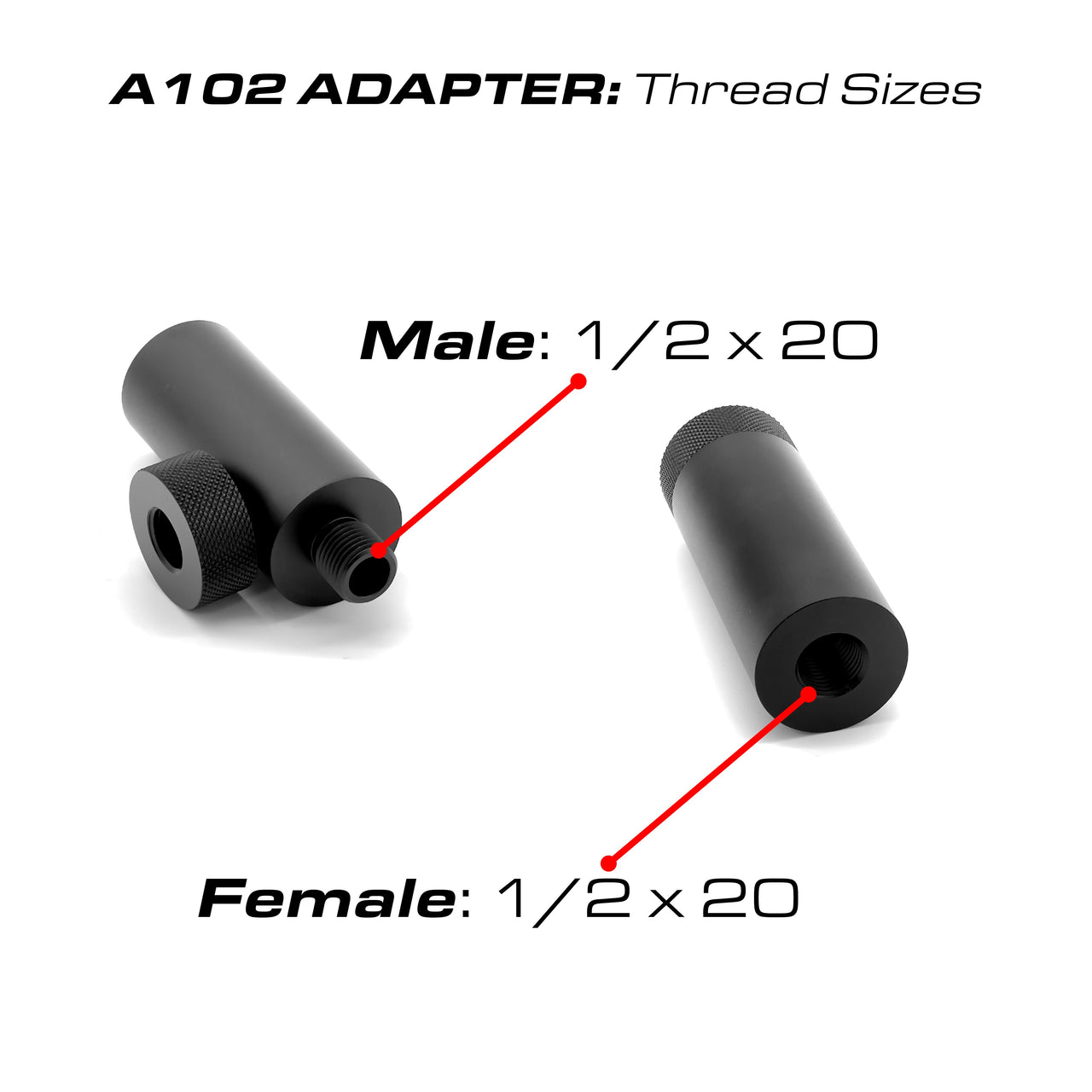 FX Shroud Extender 1/2 x 20 Female to 1/2 x 20 Male A102